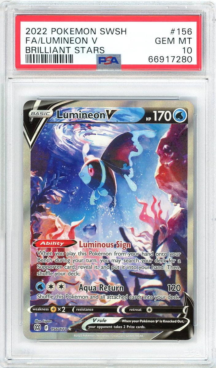 Full Art / Lumineon V Sword & Shield Brilliant Stars PSA 10