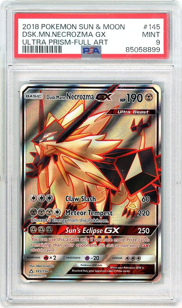 Full Art / Dusk Mane Necrozma GX Sun & Moon Ultra Prism PSA 9