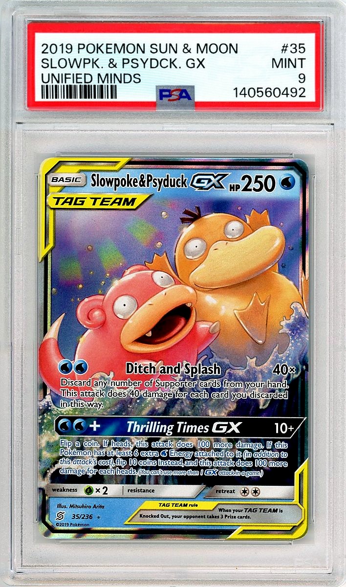 Slowpoke & Psyduck GX Unified Minds Sun & Moon Unified Minds PSA 9