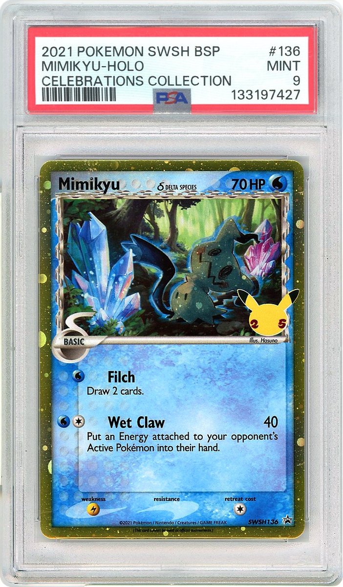Mimikyu Celebrations Collection Swsh Black Star Promo PSA 9