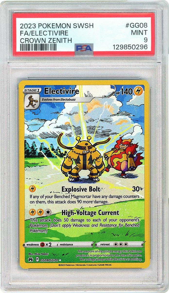 Full Art / Electivire Sword and Shield Crown Zenith PSA 9