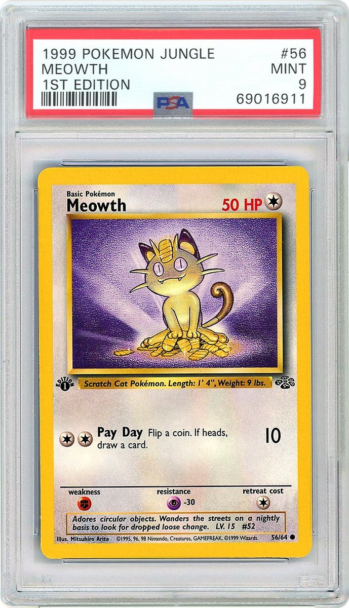 Meowth 1st Edition Jungle PSA 9