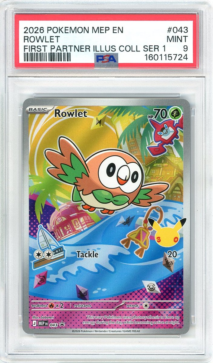 Rowlet First Partner Illustration Collection Series 1 Me Black Star Promo