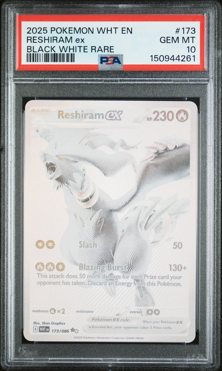Reshiram Ex Black White Rare White Flare PSA 10