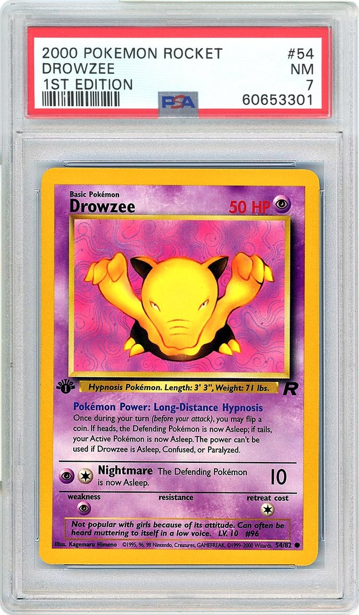 Drowzee 1st Edition Rocket PSA 7