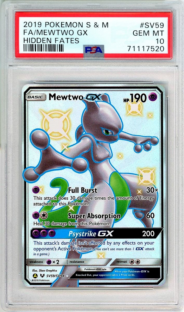 Mewtwo GX SV Sun & Moon: Hidden Fates PSA 10