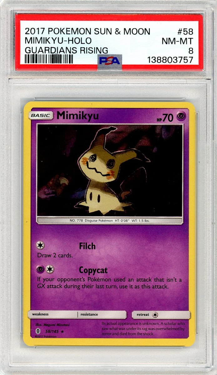 Mimikyu Holo Sun & Moon Guardians Rising PSA 8