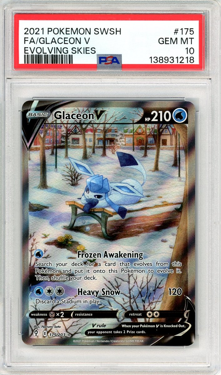 Full Art / Glaceon V Sword & Shield Evolving Skies PSA 10