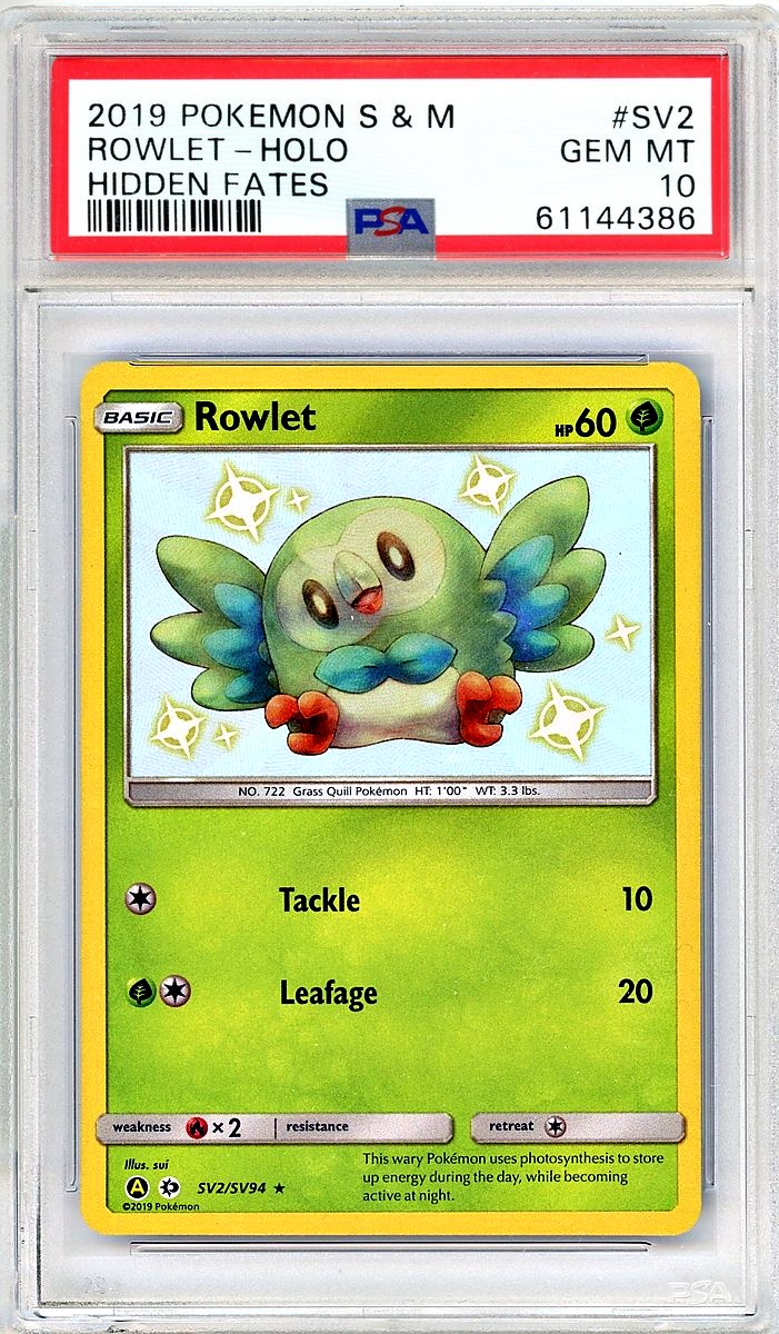 Rowlet Hidden Fates Sun & Moon Hidden Fates PSA 10