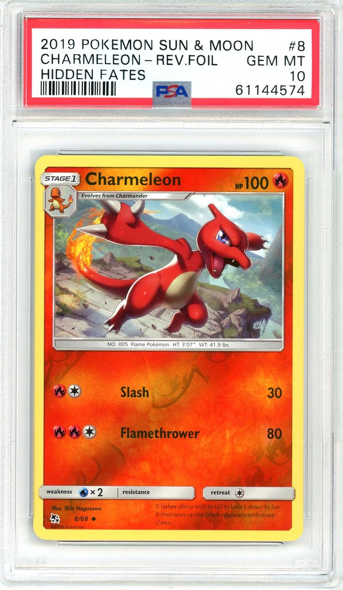Charmeleon-Reverse Foil Hidden Fates Sun & Moon Hidden Fates PSA 10