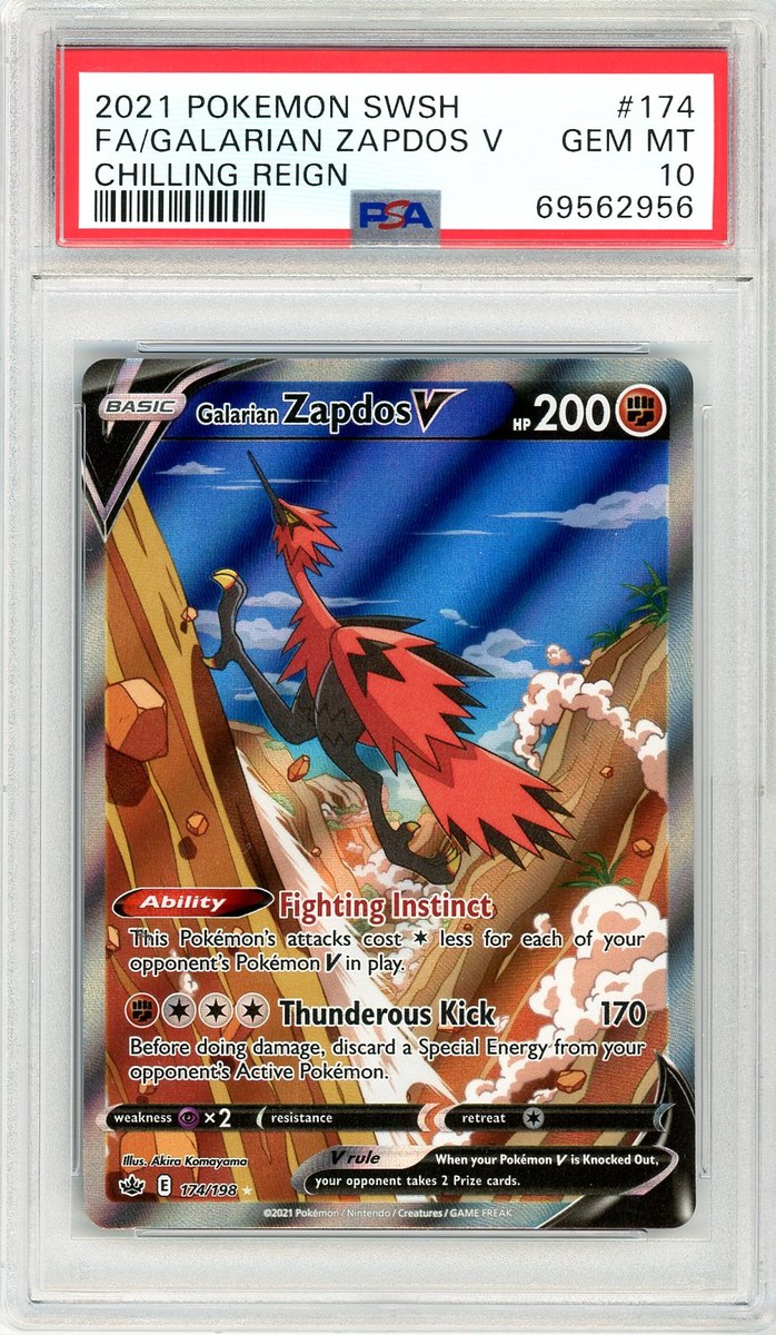 Full Art / Galarian Zapdos V Sword & Shield Chilling Reign PSA 10