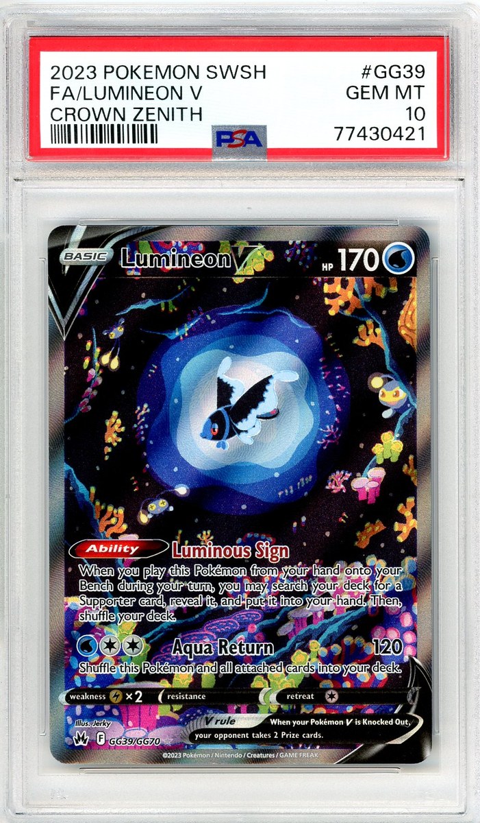 Full Art / Lumineon V Crown Zenith Sword and Shield Crown Zenith PSA 10