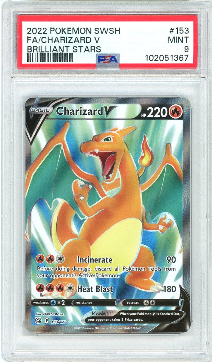 Full Art / Charizard V Sword & Shield Brilliant Stars PSA 9